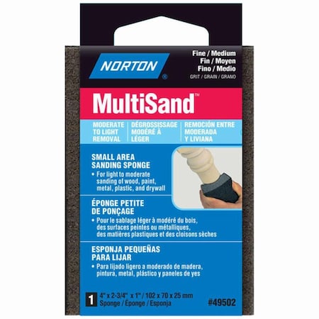 Norton Co 4" x 2-3/4" MultiSand Double Sided Sanding Sponge Fine/Medium 49502